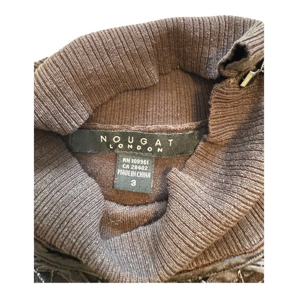 Nougat London Turtleneck Lace Front Long Sleeve Silk Sweater - Size 10 - Picture 7 of 14